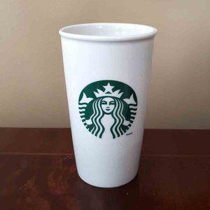 Starbucks Coffee Mug Cup 12oz Ceramic White Green Black No Lid